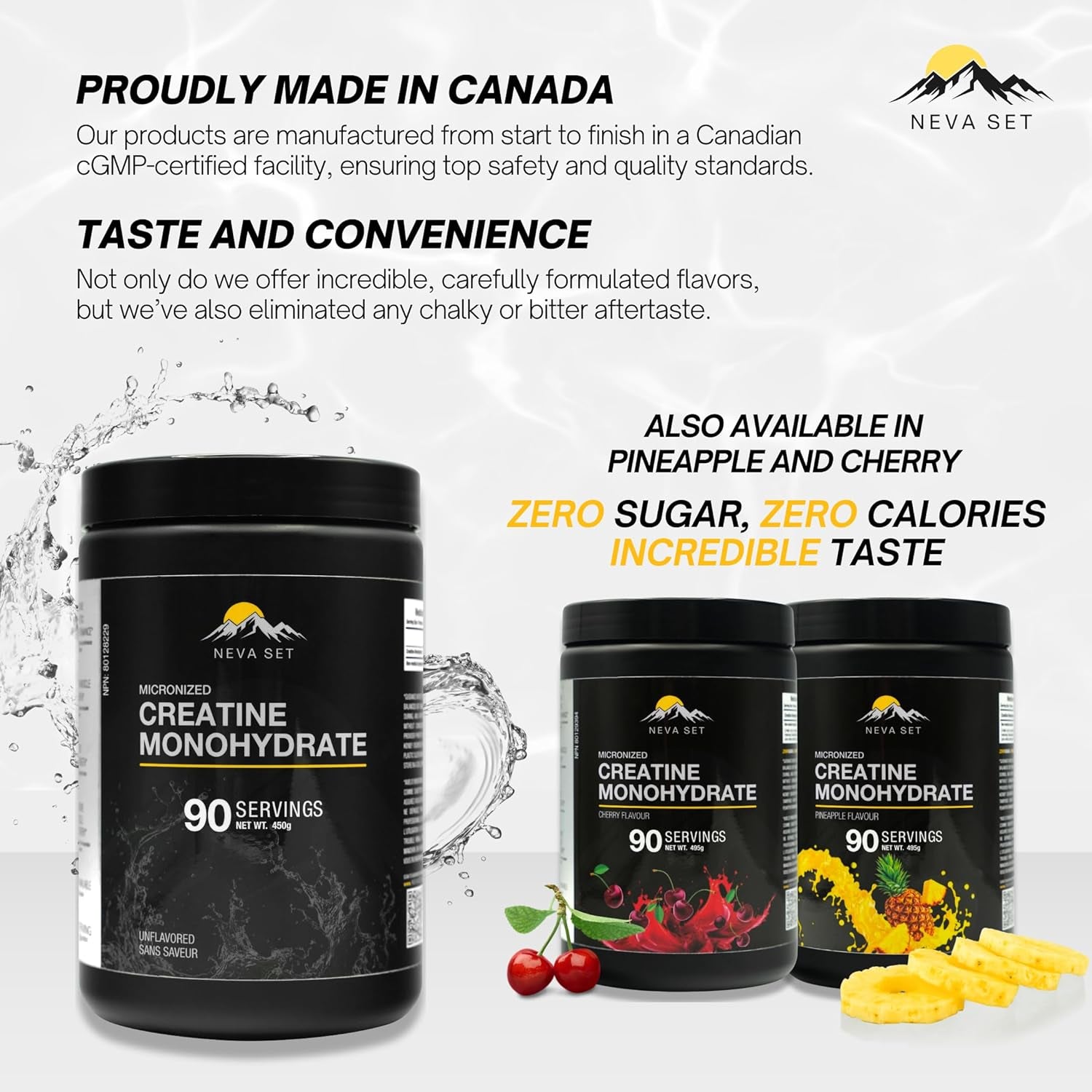 Nevaset Creatine Monohydrate, 3-Month Supply of 5000Mg Cherry Flavor  Creatine Monohydrate! Creatine Supplement for Muscle Growth, Increased Strength, Enhanced Energy Output, Improved Athletic Performance, 495G/90 Servings.