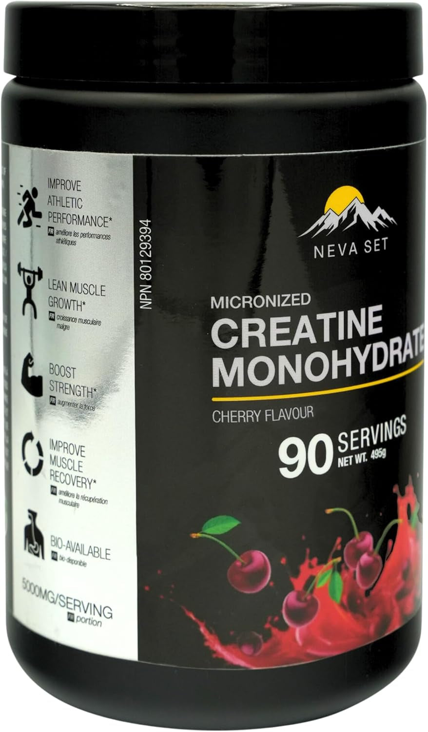 Nevaset Creatine Monohydrate, 3-Month Supply of 5000Mg Cherry Flavor  Creatine Monohydrate! Creatine Supplement for Muscle Growth, Increased Strength, Enhanced Energy Output, Improved Athletic Performance, 495G/90 Servings.